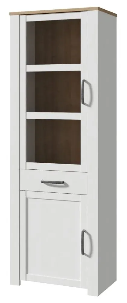 Bohol Narrow Display Cabinet - White, Oak