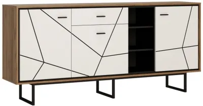Brolo Extra Large Sideboard - Walnut, White