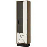 Brolo Tall Glazed Display Cabinet - LHF - Walnut, White