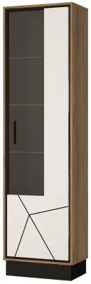 Brolo Tall Glazed Display Cabinet - LHF - Walnut, White image