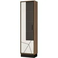 Brolo Tall Glazed Display Cabinet - RHF - Walnut, White