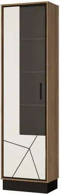 Brolo Tall Glazed Display Cabinet - RHF - Walnut, White