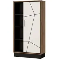 Brolo Wide Bookcase with Door - Walnut, White