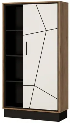 Brolo Wide Bookcase with Door - Walnut, White image
