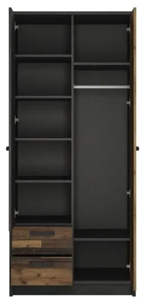 Brooklyn 2 Door 2 Drawer Double Wardrobe - Walnut