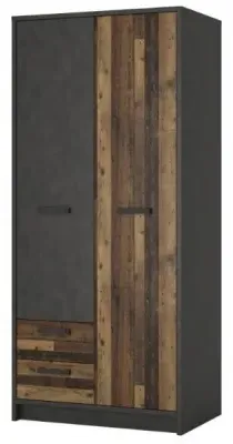 Brooklyn 2 Door 2 Drawer Double Wardrobe - Walnut image