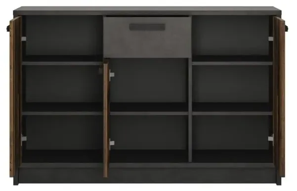Brooklyn 3 Door Sideboard with Drawer - Walnut, Grey