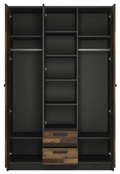 Brooklyn 3 Door Wardrobe with 2 Drawers - Walnut