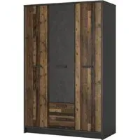 Brooklyn 3 Door Wardrobe with 2 Drawers - Walnut