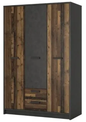 Brooklyn 3 Door Wardrobe with 2 Drawers - Walnut