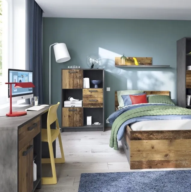 Brooklyn Low Bookcase with 2 Door 2 Drawer - Walnut