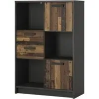 Brooklyn Low Bookcase with 2 Door 2 Drawer - Walnut