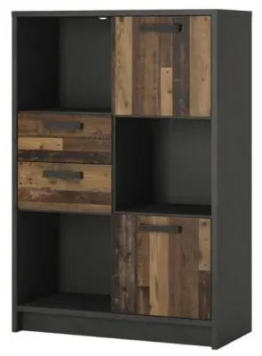 Brooklyn Low Bookcase with 2 Door 2 Drawer - Walnut image