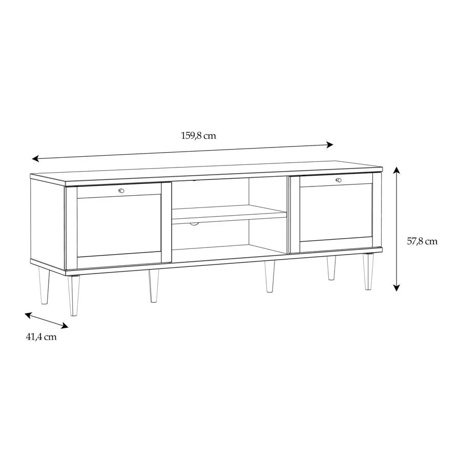 Calasetta 159cm TV Unit - Rattan Effect, Oak