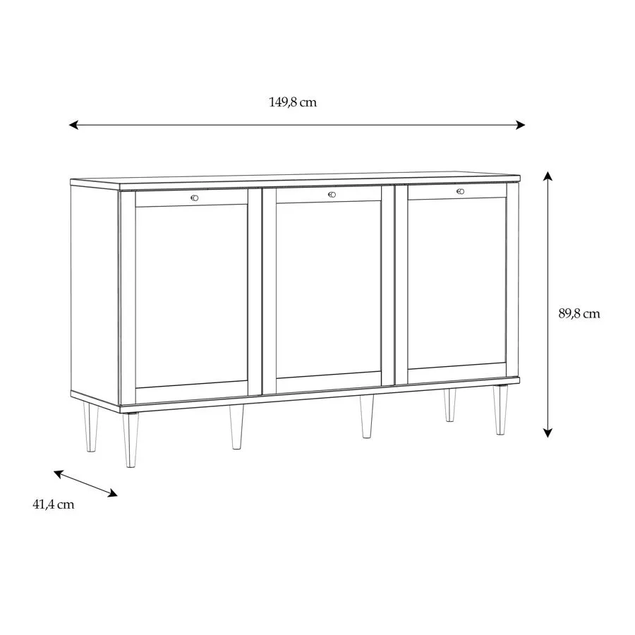 Calasetta 3 Door Sideboard - Rattan, Oak
