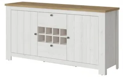 Celesto 2 Door Large Sideboard with Wine Rack - White, Oak