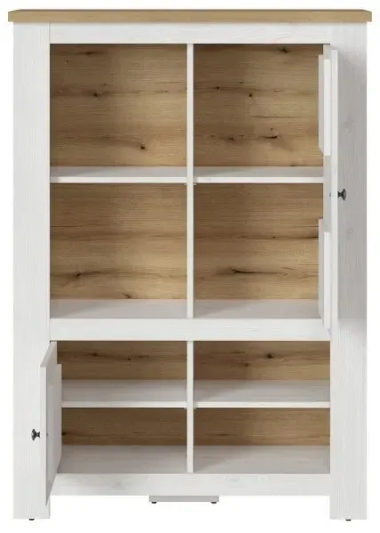 Celesto 2 Door Low Cabinet - White, Oak
