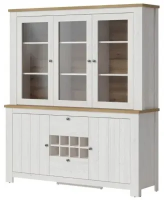 Celesto Large Display Cabinet - White, Oak image