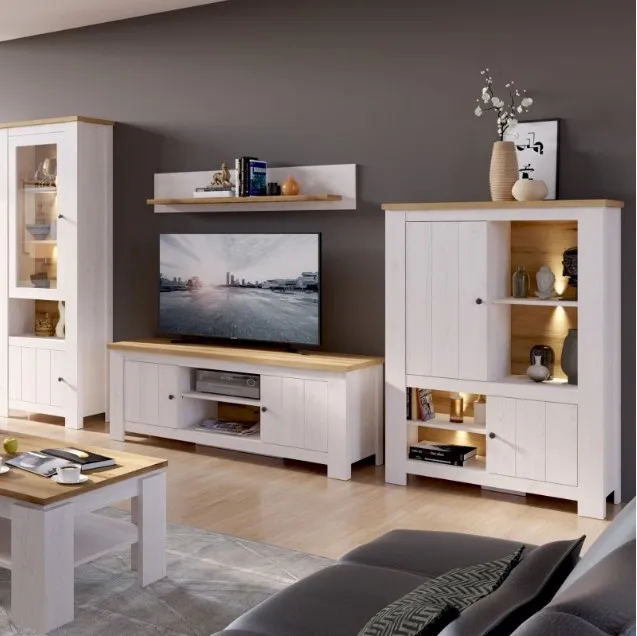 Celesto Large TV Unit - White, Oak
