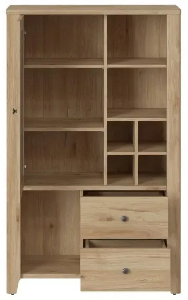 Cestino 1 Door 2 Drawer Cabinet - Oak, Rattan Effect
