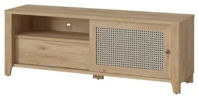 Cestino 1 Door TV Unit - Oak, Rattan Effect image