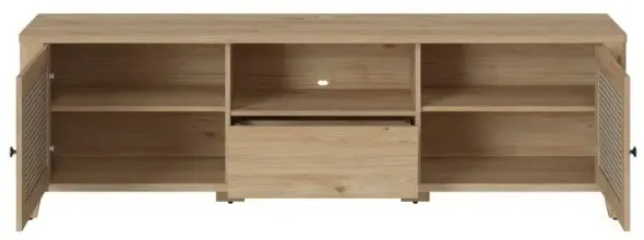 Cestino 2 Door TV Unit - Oak, Rattan Effect