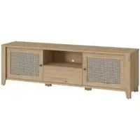 Cestino 2 Door TV Unit - Oak, Rattan Effect