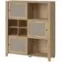 Cestino 3 Door Low Cabinet - Oak, Rattan Effect