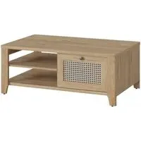 Cestino Coffee Table with Storage - Oak, Rattan Effect