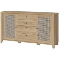 Cestino Large Sideboard - Oak, Rattan Effect