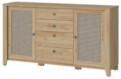 Cestino Large Sideboard - Oak, Rattan Effect image