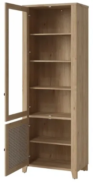 Cestino Narrow Display Cabinet - Oak