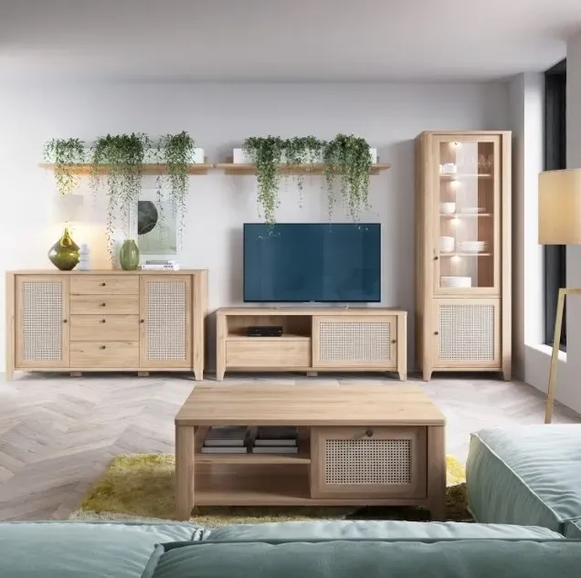 Cestino Narrow Display Cabinet - Oak