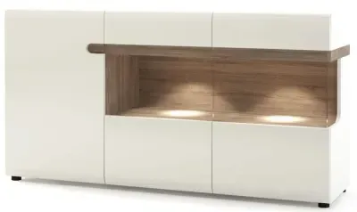 Chelsea 3-Door Glazed Sideboard - White, Truffle Oak image