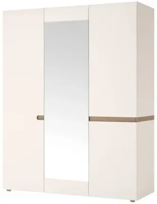 Chelsea 3 Door Wardrobe with Mirror - White, Truffle Oak image