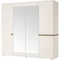 Chelsea 4 Door Wardrobe with Mirror - White, Truffle Oak
