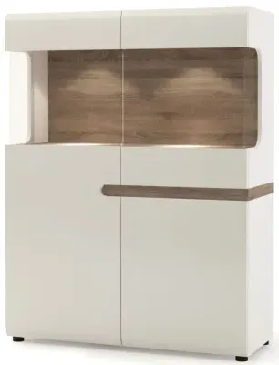 Chelsea Wide Display Cabinet - White, Oak image