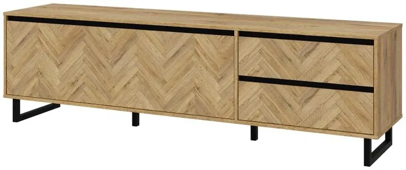 Chevron Large TV Unit - Oak