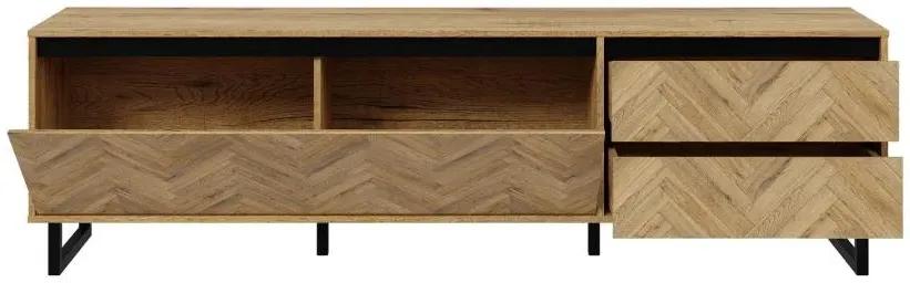 Chevron Large TV Unit - Oak