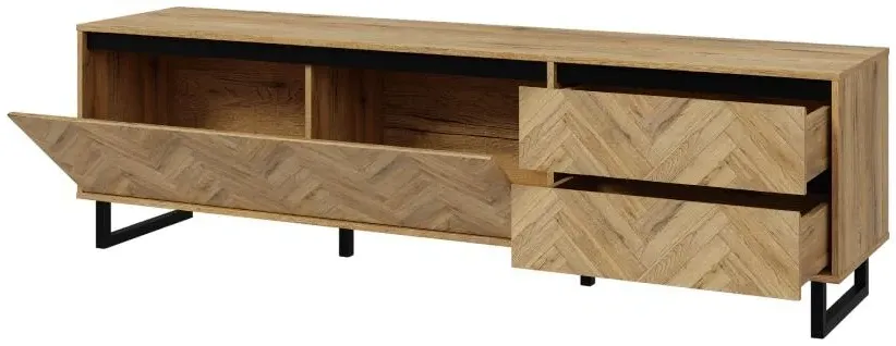 Chevron Large TV Unit - Oak