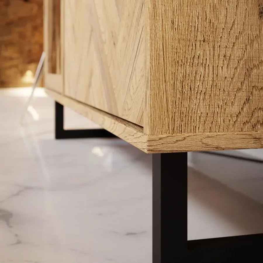 Chevron Large TV Unit - Oak