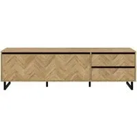 Chevron Large TV Unit - Oak