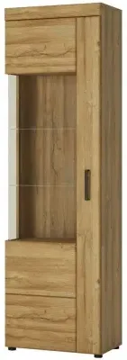 Cortina Tall Glazed Display Cabinet RHF - Oak