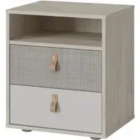 Denim 2 Drawer Bedside Cabinet - Grey, Light Walnut