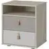 Denim 2 Drawer Bedside Cabinet - Grey, Light Walnut