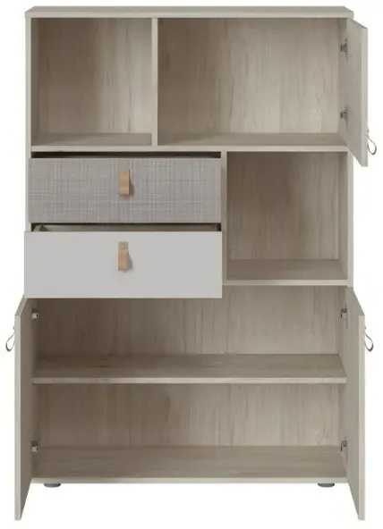 Denim 3 Door Cabinet - Grey, Light Walnut