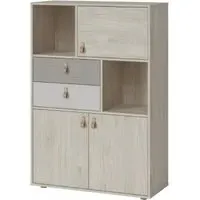 Denim 3 Door Cabinet - Grey, Light Walnut