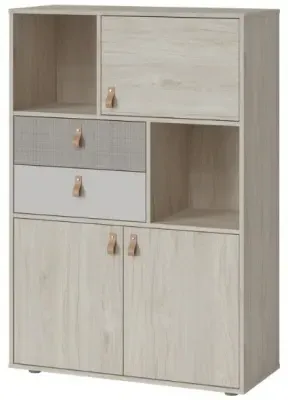 Denim 3 Door Cabinet - Grey, Light Walnut image