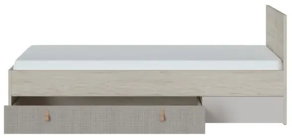 Denim Single Bed Frame with Storage - Grey, Walnut