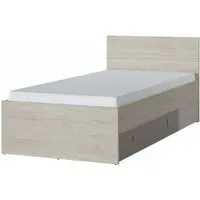 Denim Single Bed Frame with Storage - Grey, Walnut